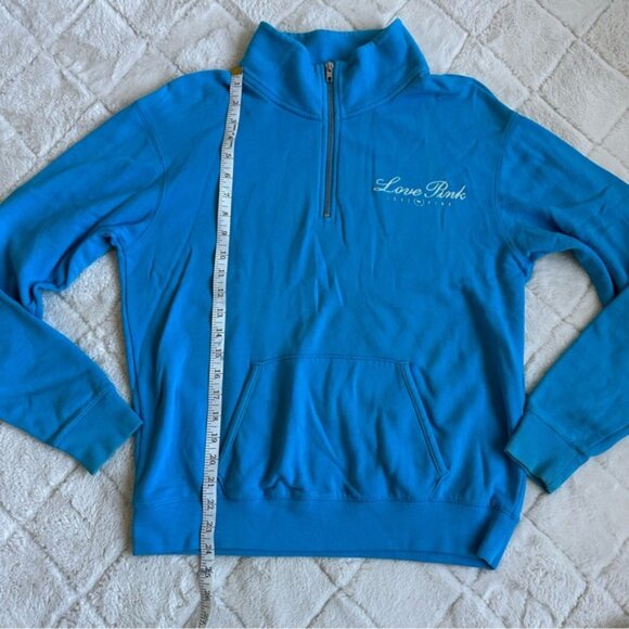 Victoria’s Secret PINK | Bright Blue Logo Quarter-Zip Pullover | Size Small - Picture 11 of 11